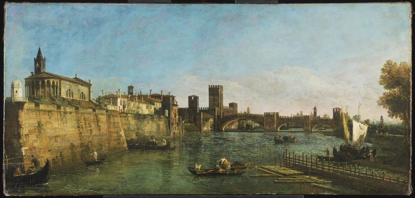 Verona with the Castelvecchio, Bernardo Bellotto, c. 1745
