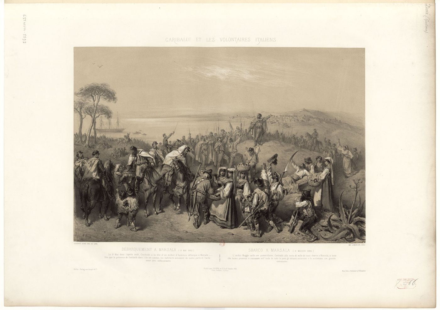 The landing at Marsala, 11 May 1860, lithograph by Gustave Doré, 1861