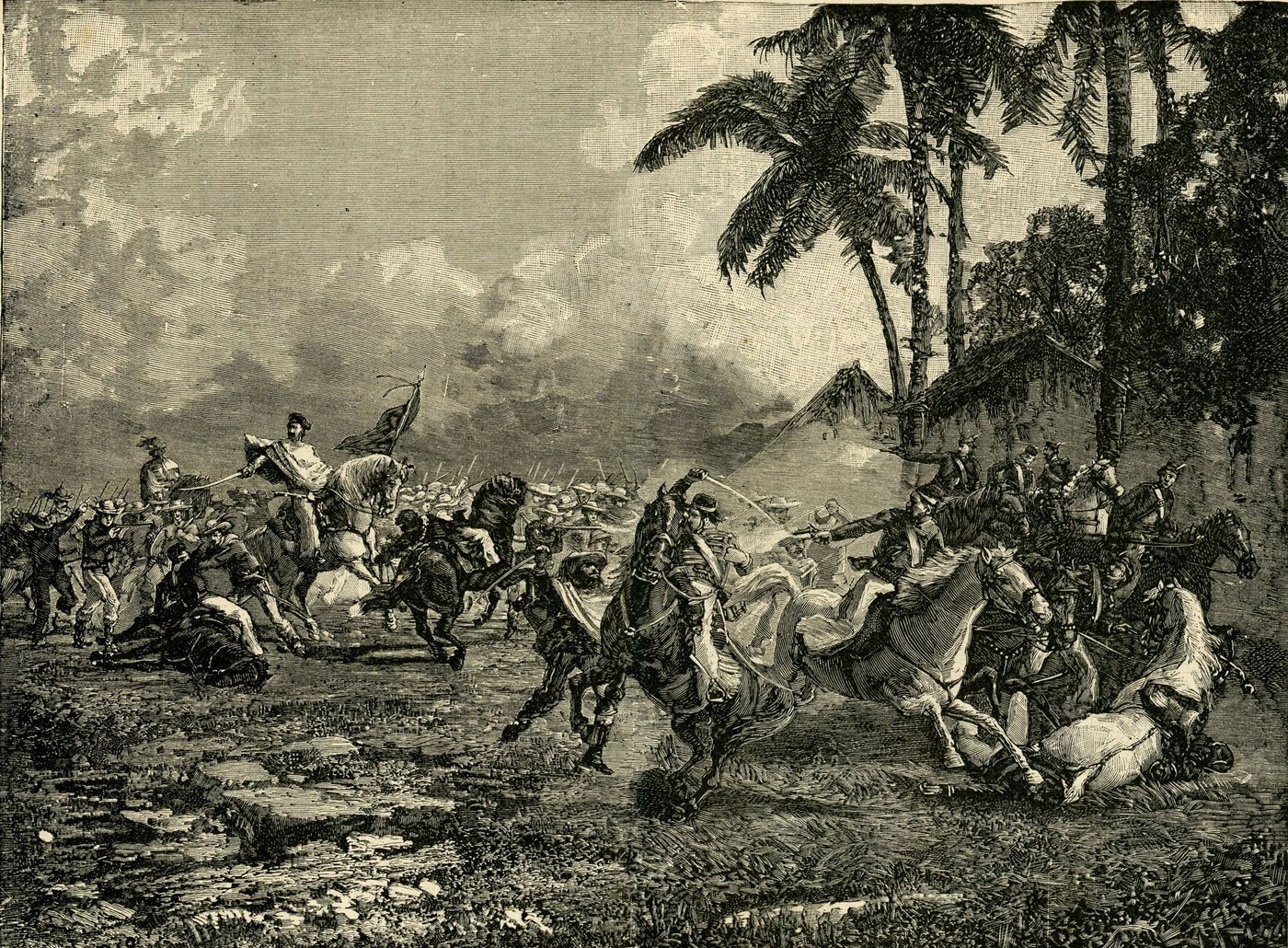 The Italian Legion at San Antonio, Uruguay, 1846 (woodcut, 1899)