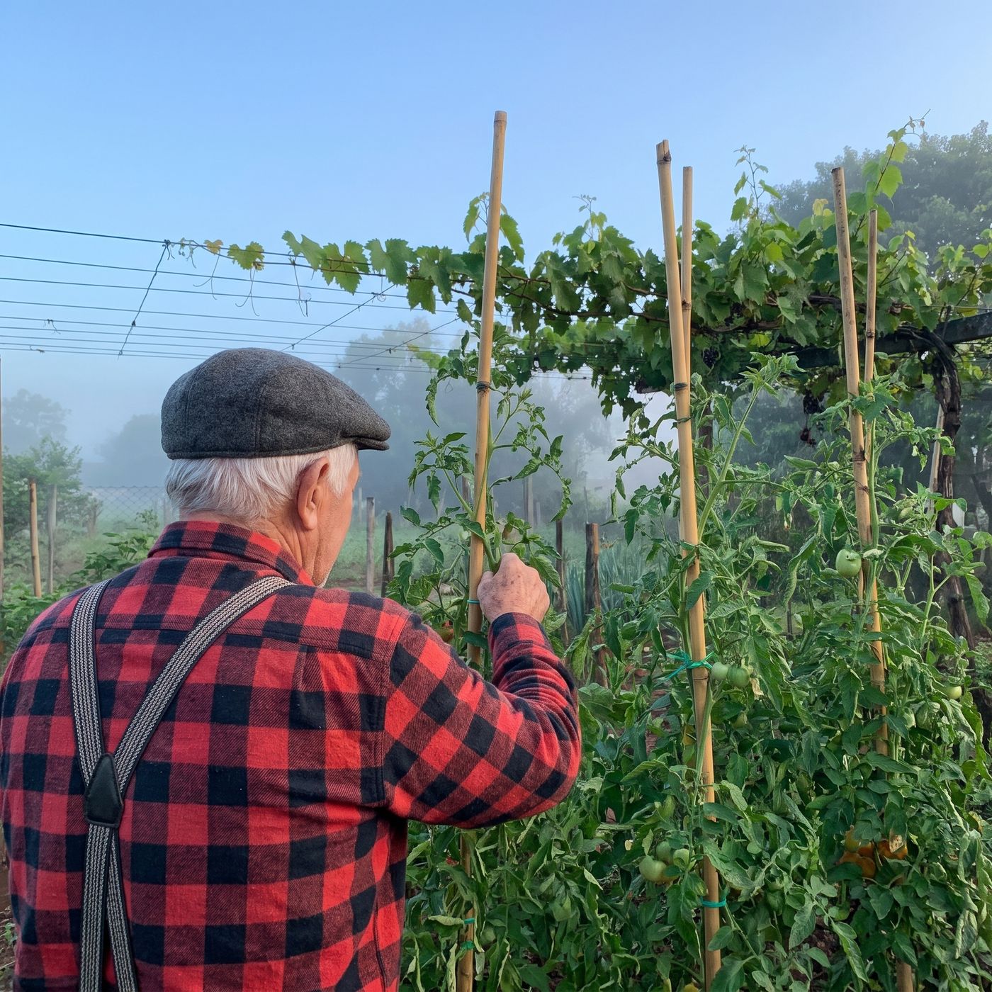 a horta ao amanhecer