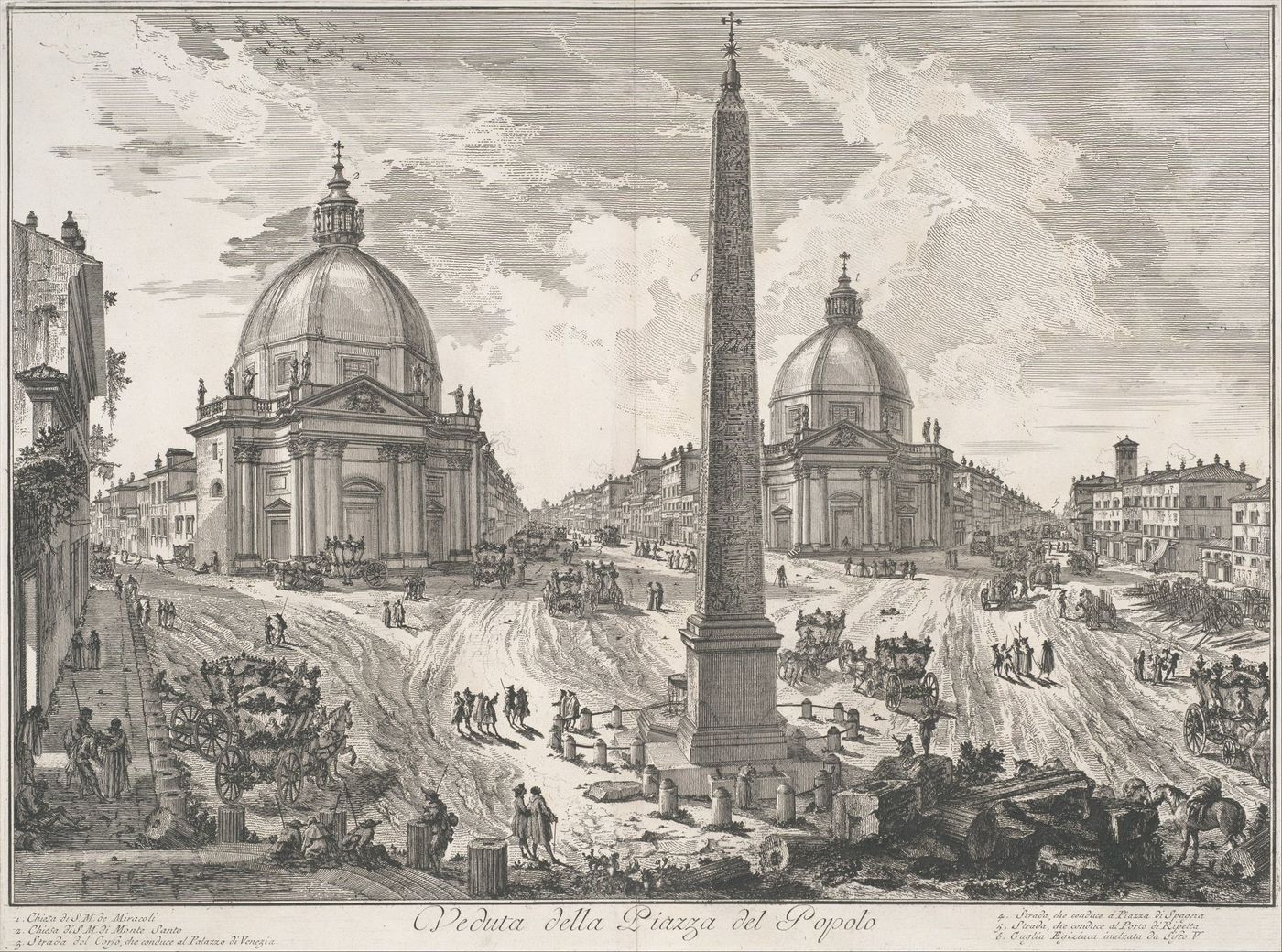 The Piazza del Popolo, etching by Giovanni Battista Piranesi, c. 1750